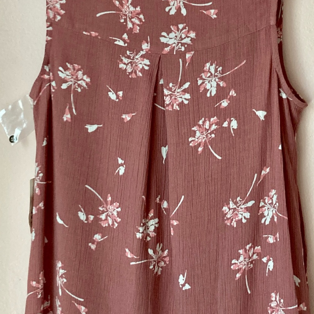 tropical floral print high-low tank top or sleeveless tunic - Picture 4 of 4